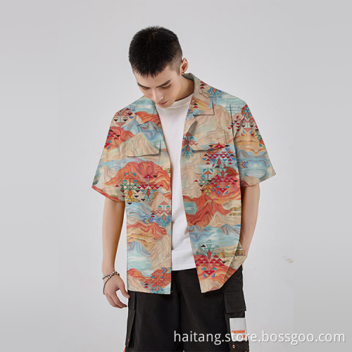 Fashionable Shirt Textile Digital Printing Fabric Retro Soft